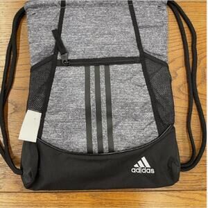 Adidas Alliance II Sackpack Drawstring Bag Gray Black Packable travel Cruise NEW